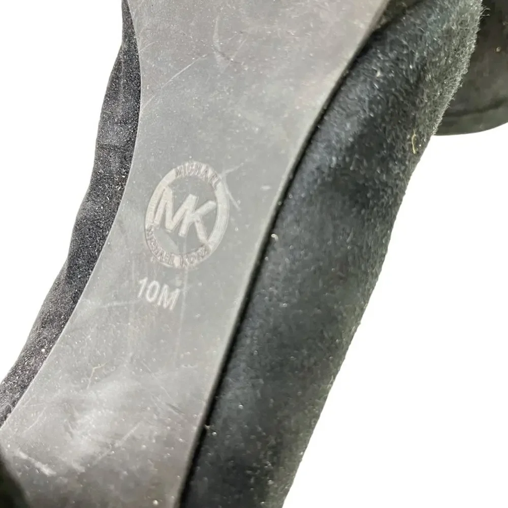 MICHAEL KORS Genuine Leather High Heels Suede Solid Black Pumps Shoes sz 10